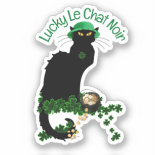 Le Chat Noir Clover St. Patrick's Day Sticker