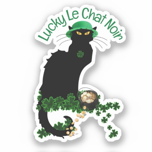 Le Chat Noir Clover St. Patrick's Day Sticker (Voorkant)