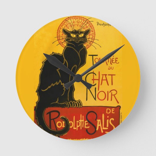 Le Chat Noir de Black Cat Art Ronde Klok (Voorkant)