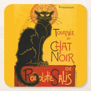 Le Chat Noir de Black Cat Art  Vierkante Kartonnen Onderzetter