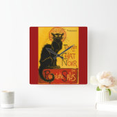 Le Chat Noir de Black Cat Art  Vierkante Klok (Huis)