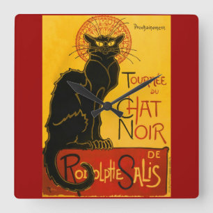 Le Chat Noir de Black Cat Art  Vierkante Klok