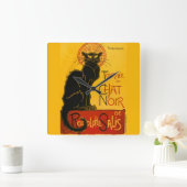 Le Chat Noir de Black Cat Art  Vierkante Klok (Huis)