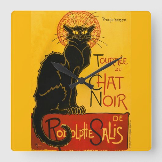 Le Chat Noir de Black Cat Art  Vierkante Klok (Voorkant)