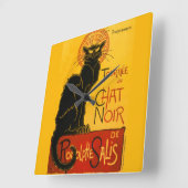 Le Chat Noir de Black Cat Art  Vierkante Klok (Hoek)