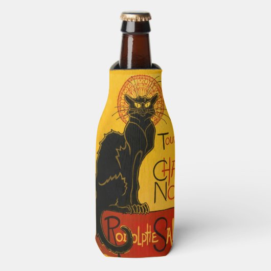 Le Chat Noir de zwarte kat Flesjeskoeler (Fles Voorkant)