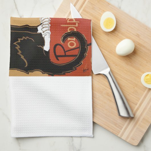 Le Chat Noir et Blanc Theedoek (Quarter Fold)