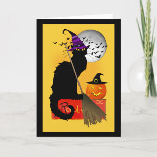 Le Chat Noir Halloween Witch Kaart
