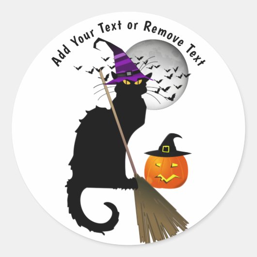 Le Chat Noir Halloween Withc Ronde Sticker (Voorkant)