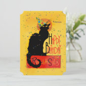 Le Chat Noir - Happy Birthday Greetings Kaart (Staand voorkant)