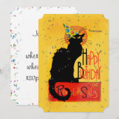Le Chat Noir - Happy Birthday Greetings Kaart (Voorkant / Achterkant)