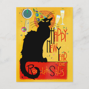 Le Chat Noir Happy New Year Party Feestdagenkaart