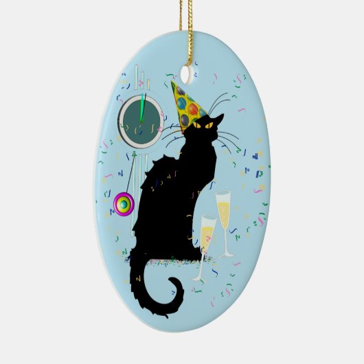 Le Chat Noir Happy New Year Party Keramisch Ornament (Rechts)