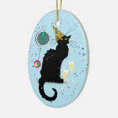 Le Chat Noir Happy New Year Party Keramisch Ornament (Links)