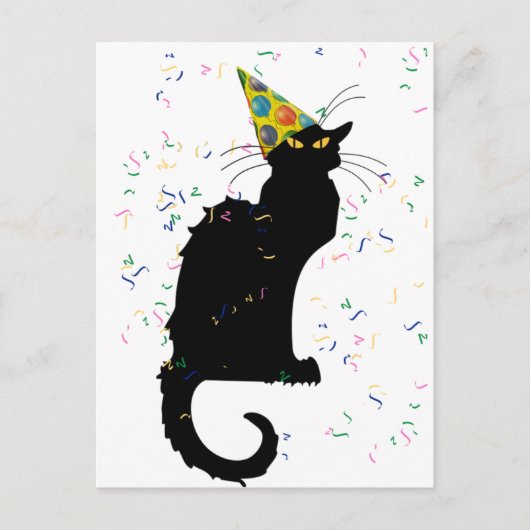 Le Chat Noir Party Pet Confetti Briefkaart (Voorkant)