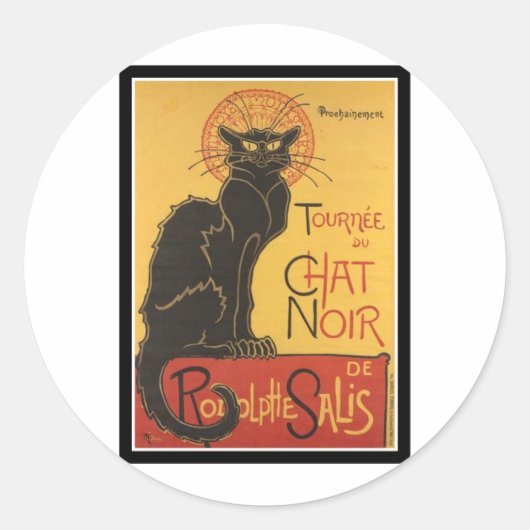 LE CHAT NOIR PRINT RONDE STICKER (Voorkant)