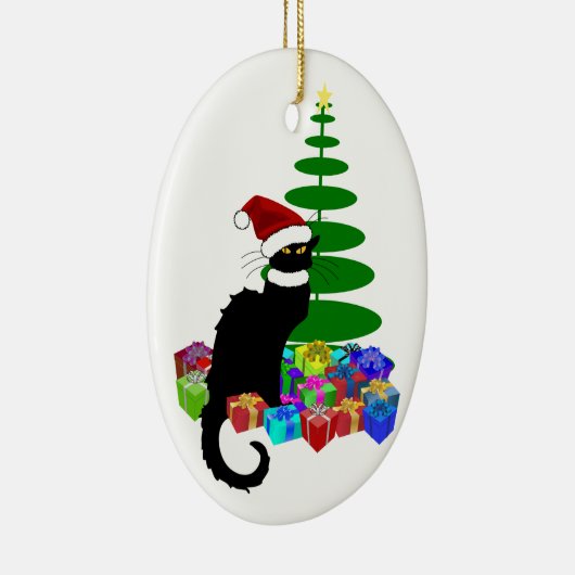 Le Chat Noir Santa Hat Christmas Keramisch Ornament (Rechts)