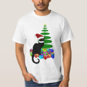 Le Chat Noir Santa Hat Christmas T-shirt (Voorkant)