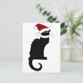 Le Chat Noir Santa Hat Kerstmis Feestdagenkaart (Staand voorkant)