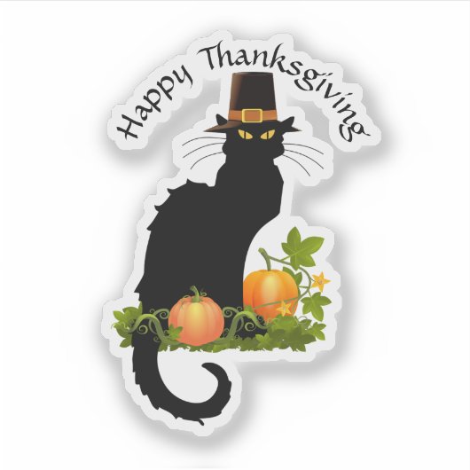 Le Chat Noir Thanksgiving and Pilgrim Turkey Sticker (Voorkant)