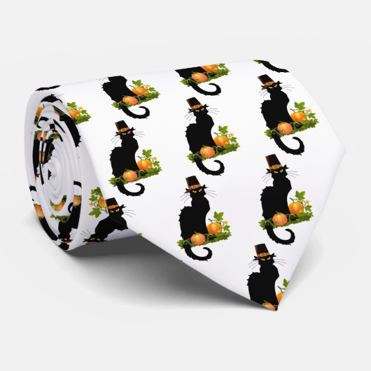 Le Chat Noir Thanksgiving and Pilgrim Turkey Stropdas (Opgerold)