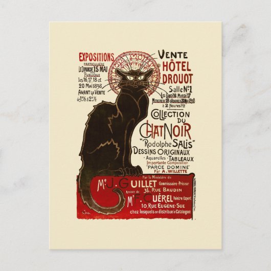 Le Chat Noir, Vente Hôtel Drouot Briefkaart (Voorkant)