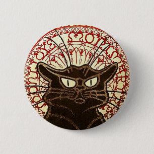 Le Chat Noir, Vente Hôtel Drouot Fine Art Ronde Button 5,7 Cm
