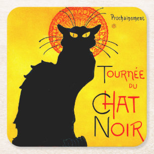 Le Chat Noir  Vierkante Kartonnen Onderzetter