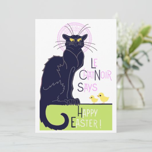 Le Chat Noir wenst u een gelukkig Pasen Feestdagenkaart (Staand voorkant)