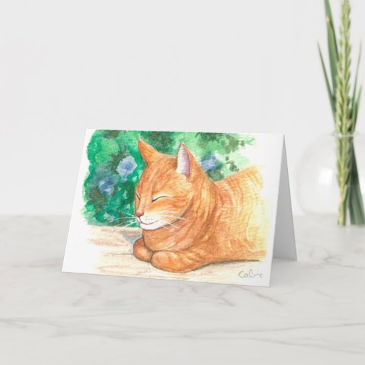 "Le Chat Orange Relaxant." Carte de voeux (Devant)