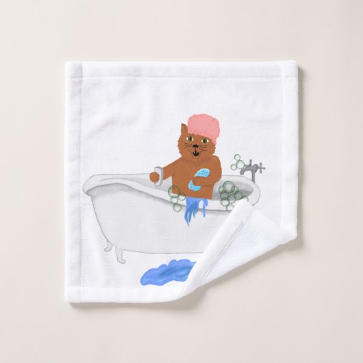 Le chat prend Bath (Gant de toilette)