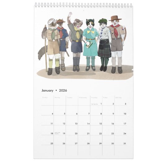 Le chat surveille calendrier mignon de 2018 chats (Jan 2026)