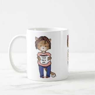 le chat tigré orange a besoin de la tasse de café