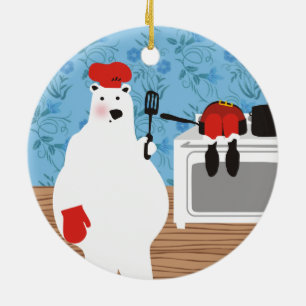 Le chef ours polaire cuisine Père Noël ornement de