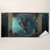 "Le Chercheur" serviette de plage au dragon sous-m (Devant)