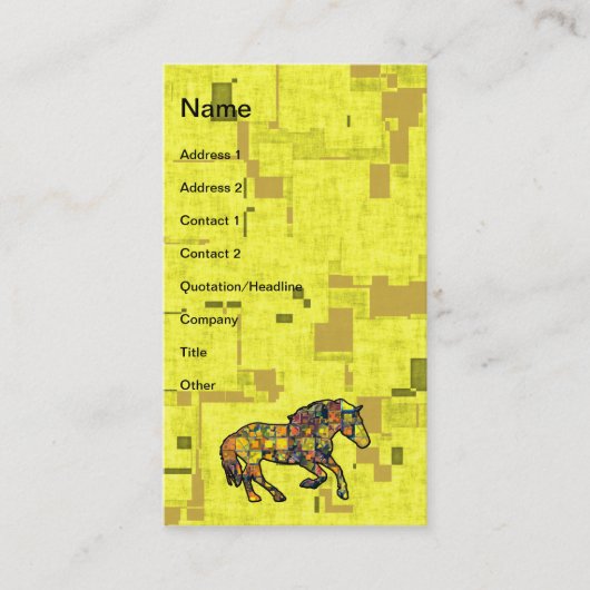 Le CHEVAL COURANT A AJUSTÉ des cartes de visite (Devant)