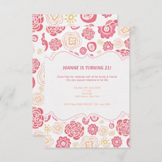 Le chèvrefeuille fleurit le 21ème invitation (Devant / Derrière)