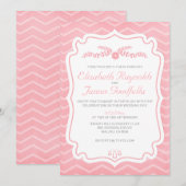 Le Chevron rose frappe les invitations aux mariage (Devant / Derrière)