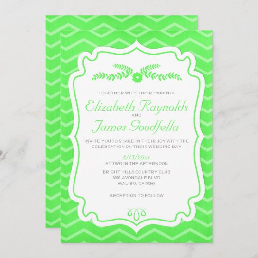 Le Chevron vert de Lime lance des invitations de m (Devant / Derrière)