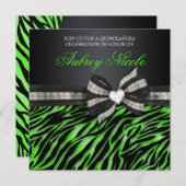 Le Chic Invitation Zebra Quinceañera avec son bijo (Devant / Derrière)