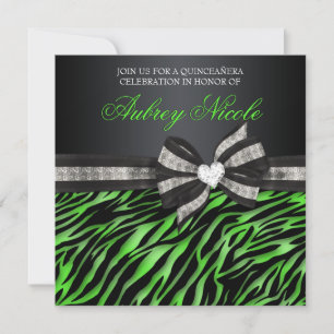 Le Chic Invitation Zebra Quinceañera avec son bijo