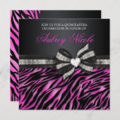 Le Chic Invitation Zebra Quinceañera avec son bijo (Devant / Derrière)