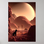 Le chien assis sur Mars | AI Art Poster (Devant)