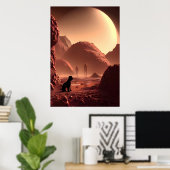 Le chien assis sur Mars | AI Art Poster (Bureau à domicile)