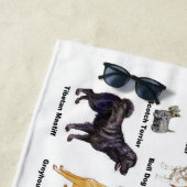 Le chien dactylographie la serviette de plage (En situation)