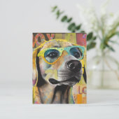 Le chien en lunettes Unique carte postale Collage (Debout devant)