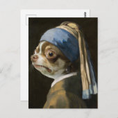 Le Chihuahua avec une carte postale à oreille perl (Devant / Derrière)