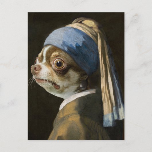 Le Chihuahua avec une carte postale à oreille perl (Devant)