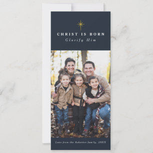 Le Christ est né carte photo de Noël religieuse