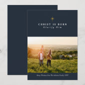 Le Christ est né carte photo de Noël religieuse (Devant / Derrière)